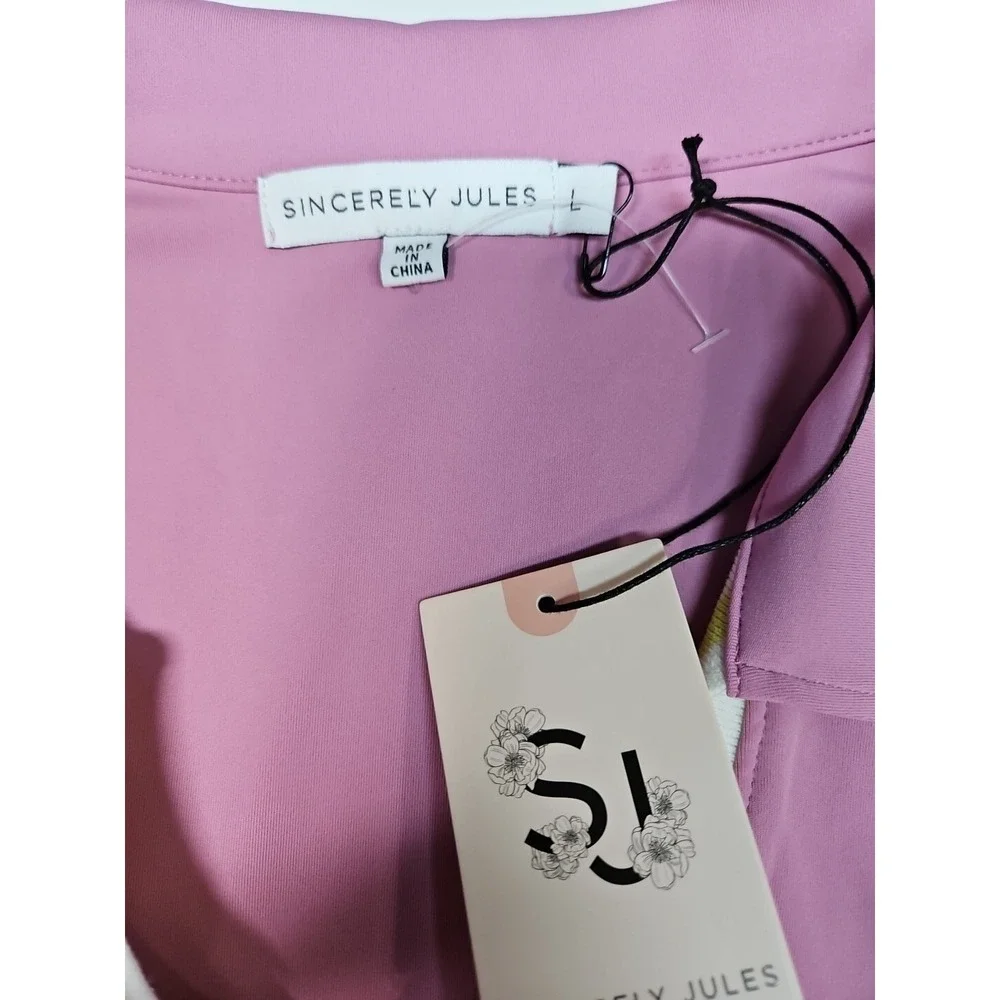 Sincerely‎ Jules Woman's Lilac Short Sleeve Activewear Top Size Large - NWT